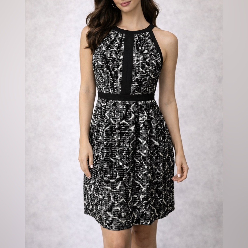 WHBM Sheath Dress 4 Black White Contrast Trim Church Sleeveless Career Washable